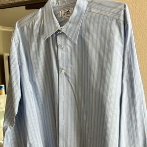Hermes Blue Collared Shirt for Men 45/18